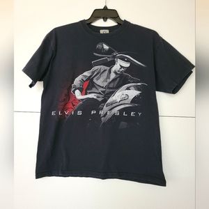 Vintage Elvis Presley Liquid Blue Graphic T Shirt Large Motorcycle 90s